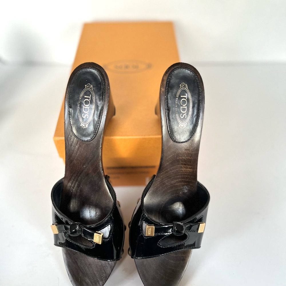 Tod’s black patent leather platform slide sandals 38 - Picture 7 of 12